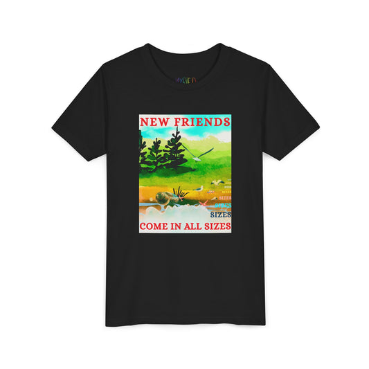 Youth New Friends Come in All Sizes Tee – Inclusive Adventure Shirt, Nature-Inspired Apparel for Curious Kids