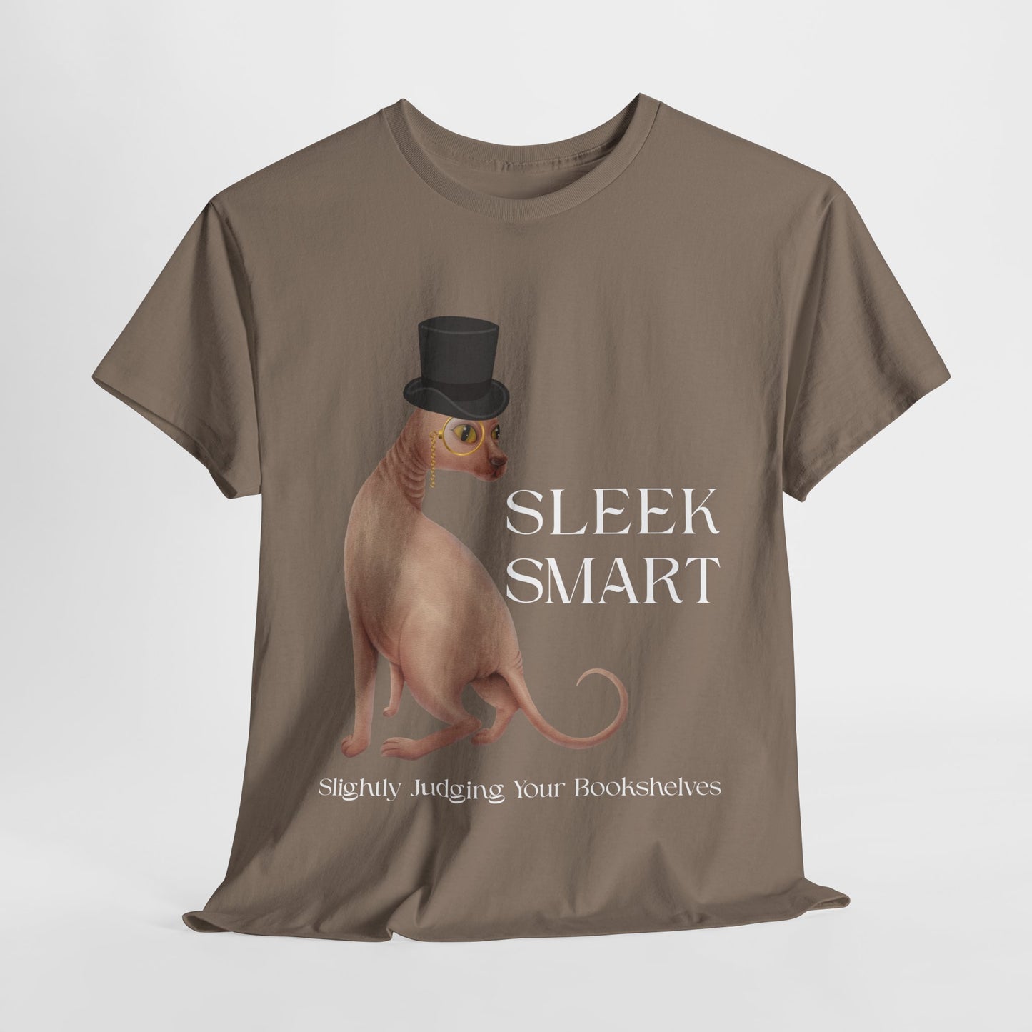 Teen/Adult Unisex Sleek Smart Tee – For Bookish Minds with Feline Taste