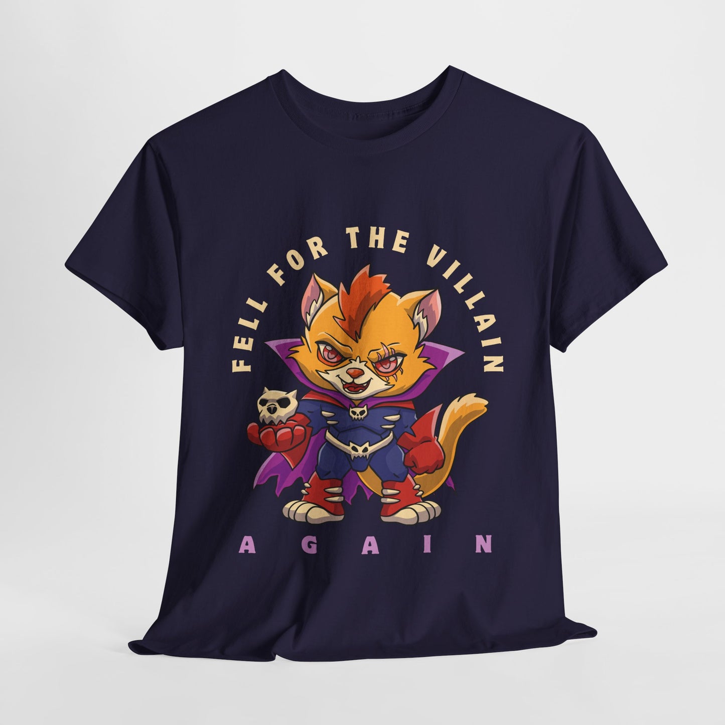 Teen/Adult Unisex “Fell for the Villain Again” Tee – Purrfectly Evil Book Crush Shirt
