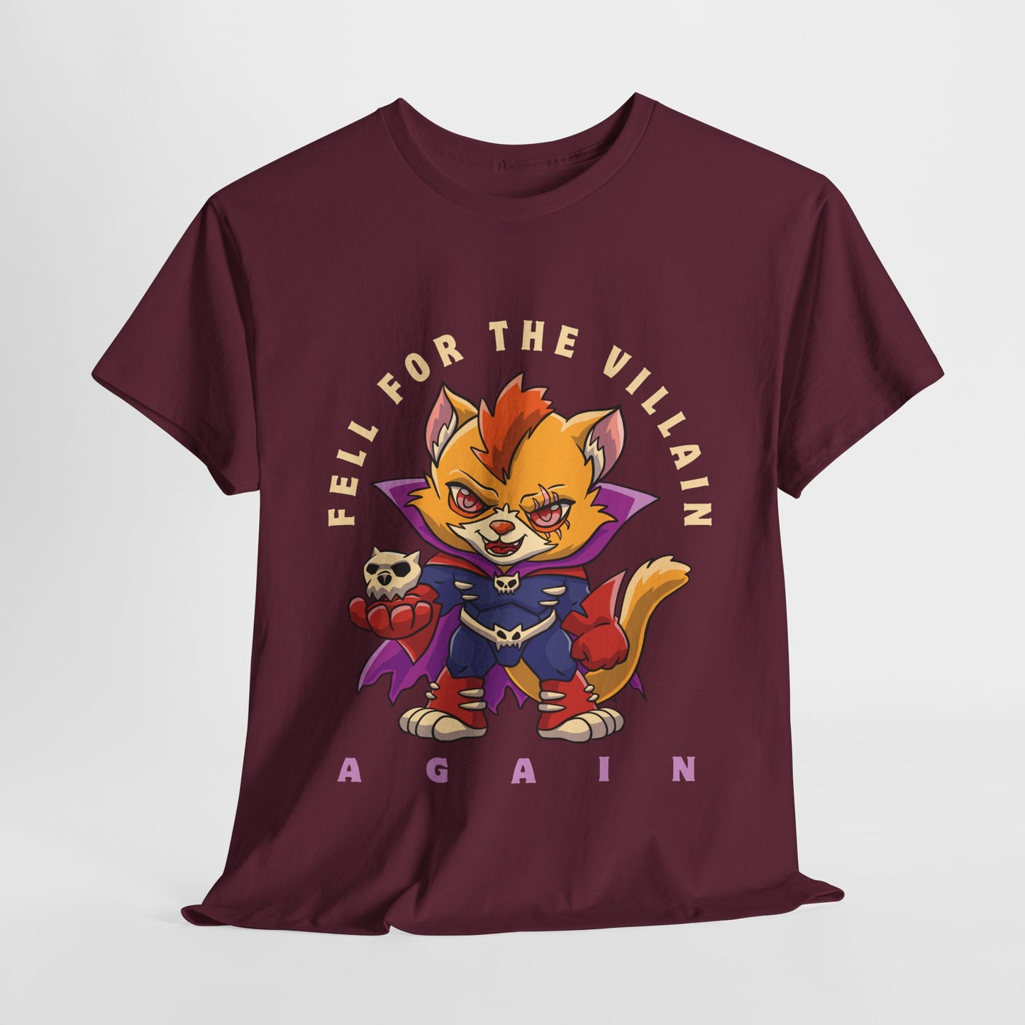 Teen/Adult Unisex “Fell for the Villain Again” Tee – Purrfectly Evil Book Crush Shirt