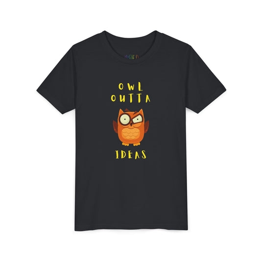 Youth  Owl Outta Ideas T-Shirt – Funny Gift for Creative Kids & Readers