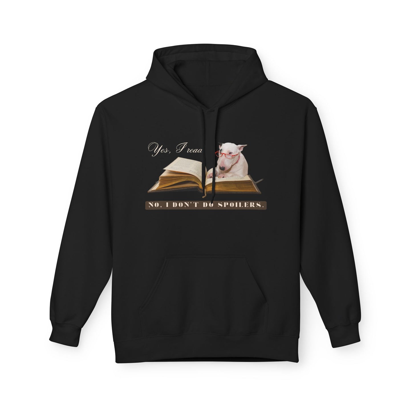 Teen/Adult Unisex No Spoilers Hoodie – Funny Dog Reading Design