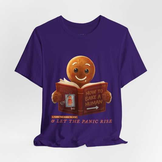 Teen/Adult Unisex How to Bake a Human T-Shirt â€“ Gingerbread Dark Humor Christmas Design Printify