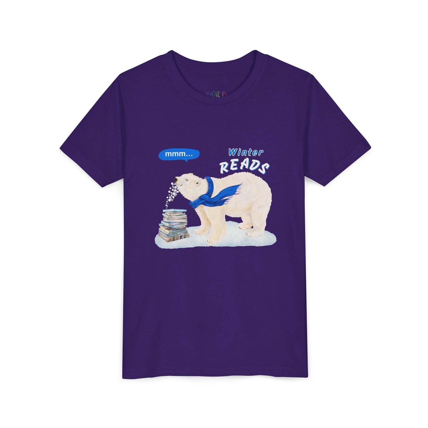 Youth Winter Reads T-Shirt â€“ Cozy Polar Bear Design Printify