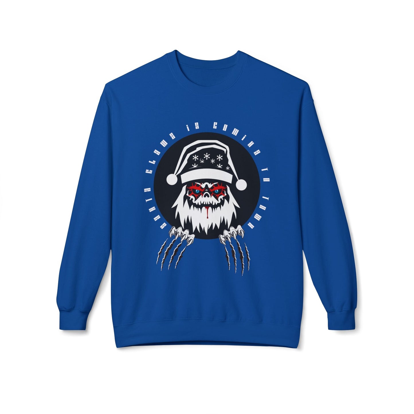 Teen/Adult Unisex Santa Claws Is Coming to Town Sweatshirt â€“ Horror Holiday Monster Design Printify