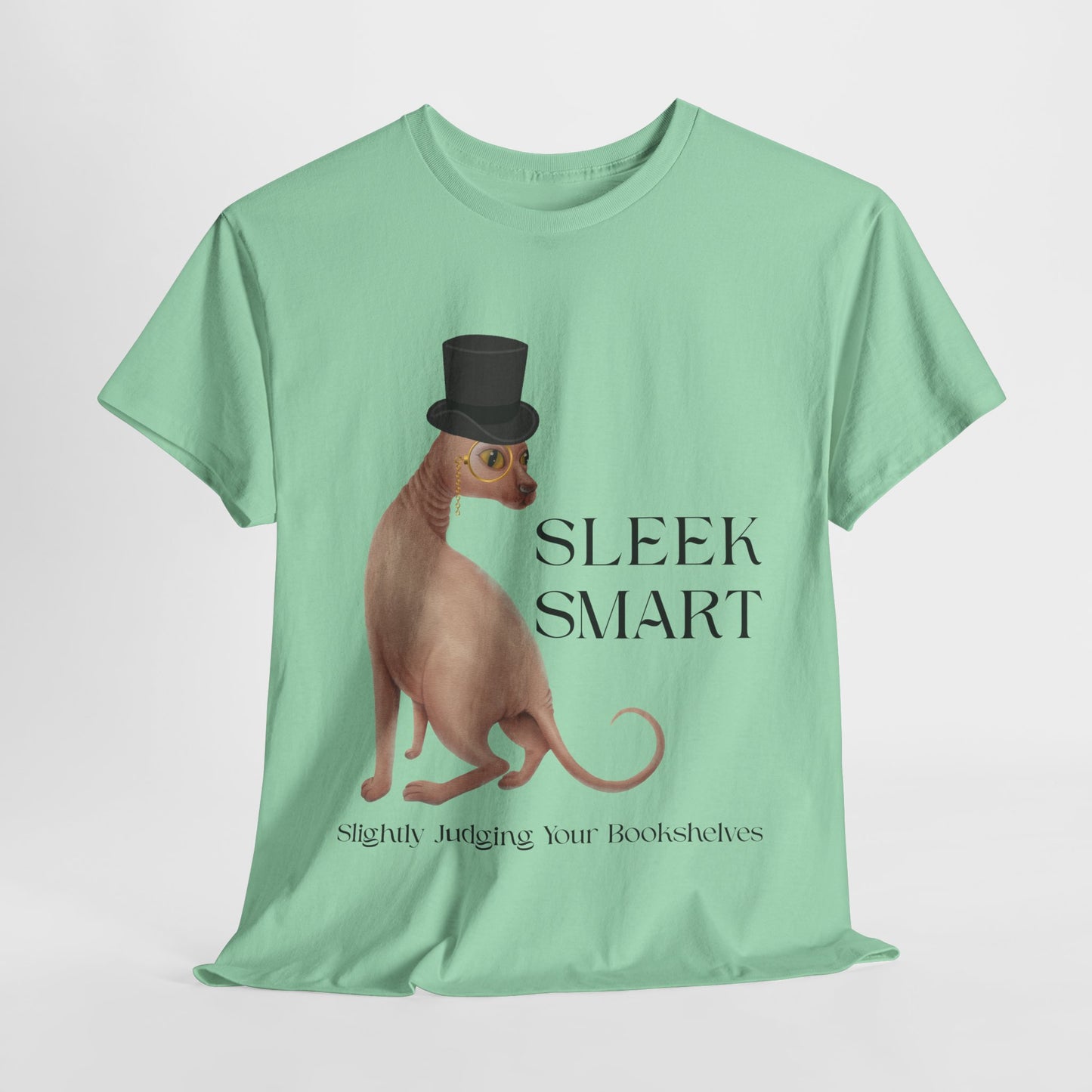 Teen/Adult Unisex Sleek Smart Tee – For Bookish Minds with Feline Taste