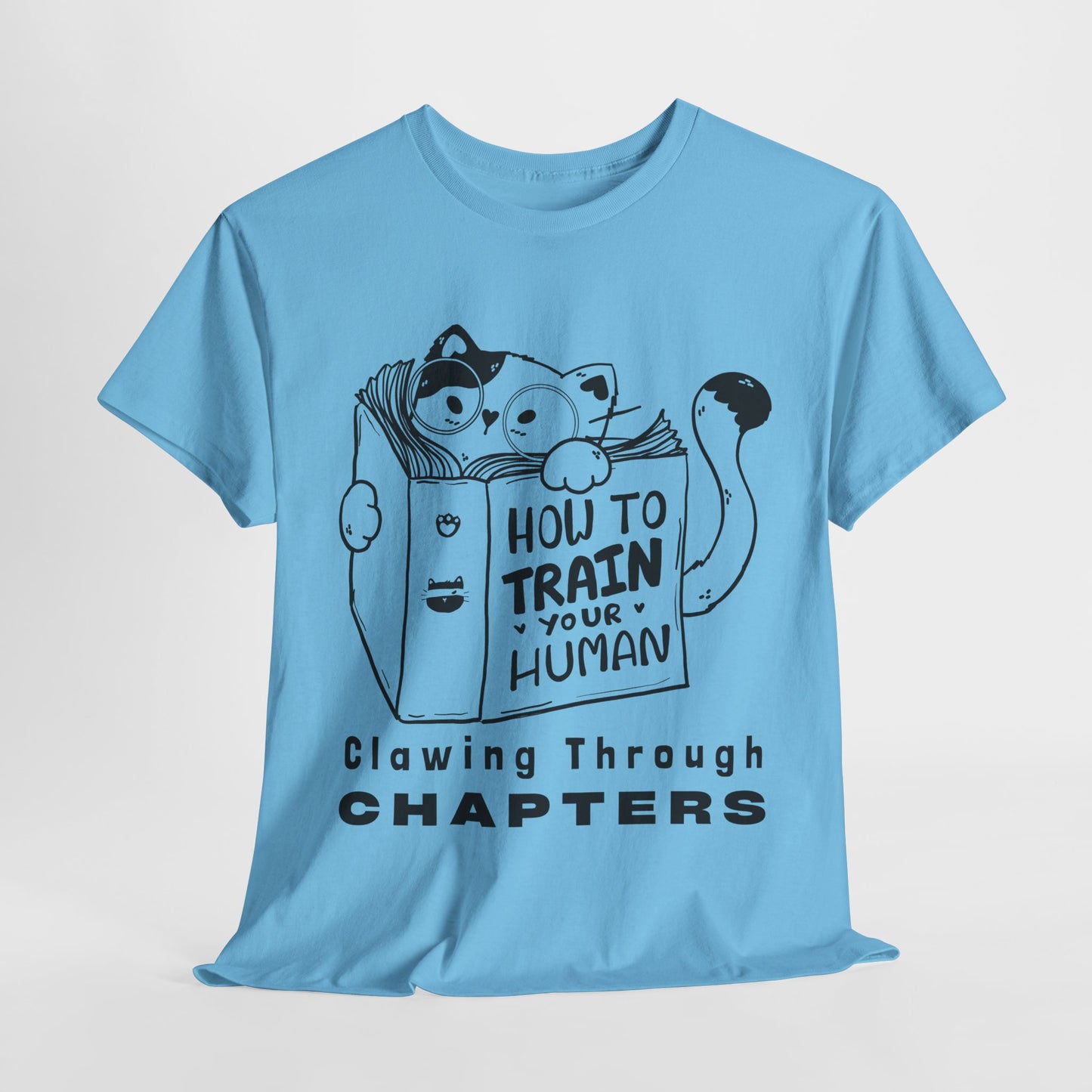 Teen/Adult Unisex “How to Train Your Human” Cat Shirt – Clawing Through Chapters Book Tee