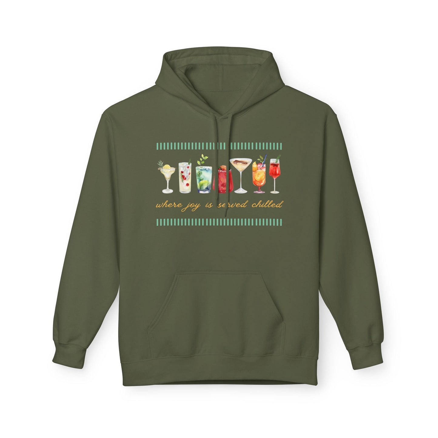 Teen/Adult Unisex Where Joy Is Served Chilled Hoodie â€“ Cocktail Loverâ€™s Cozy Statement Printify