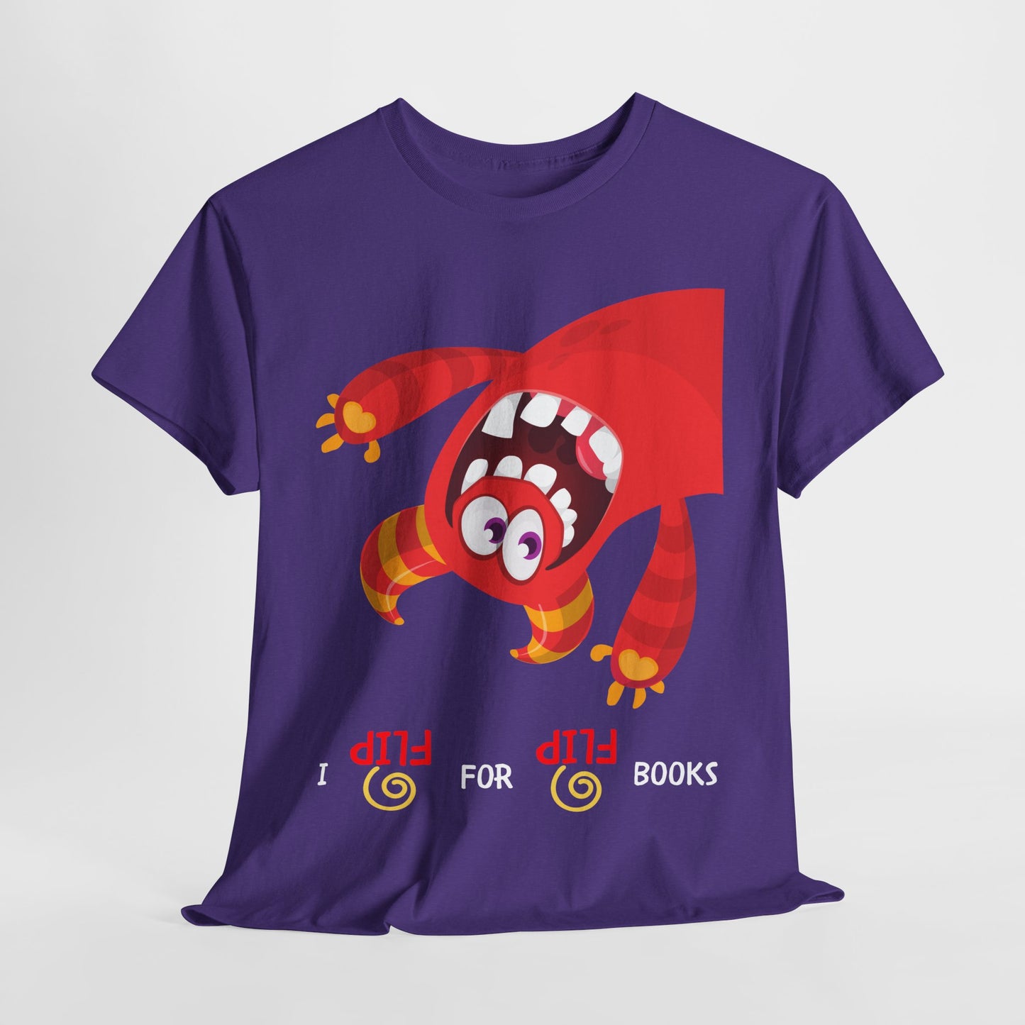 Teen/Adult Unisex I Flip for Books – Playful Reading Shirt with Upside-Down Monster
