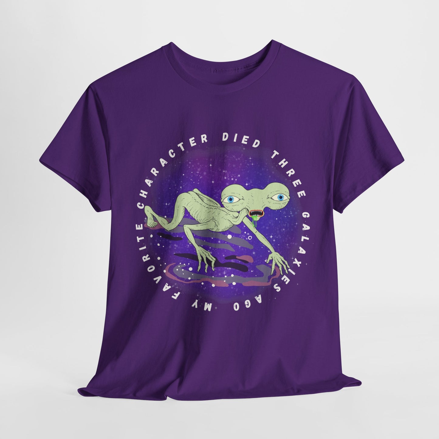 Teen/Adult Unisex “My Favorite Character Died Three Galaxies Ago” Tee – Sci-Fi Grief Club Attire