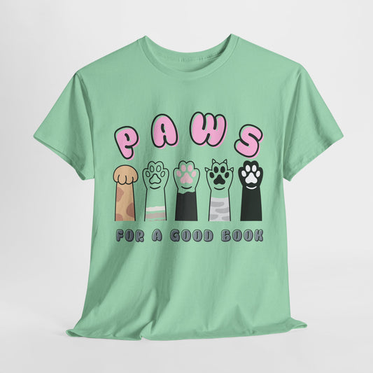 Teen/Adult Unisex “Paws for a Good Book” Cat Lovers Tee