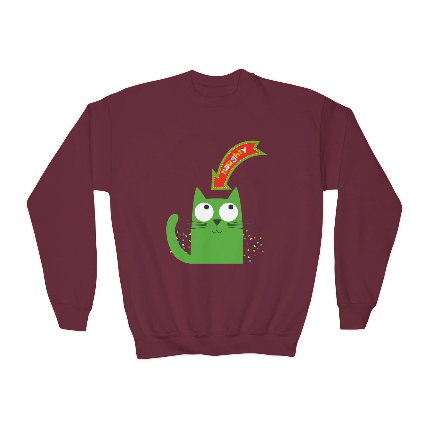 Youth Naughty Kitty Holiday Sweatshirt Printify