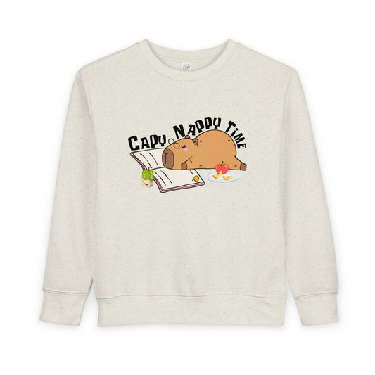 Toddler Capy Nappy Time Sweatshirt – Funny Capybara Reading Crewneck for Book-Loving Kids