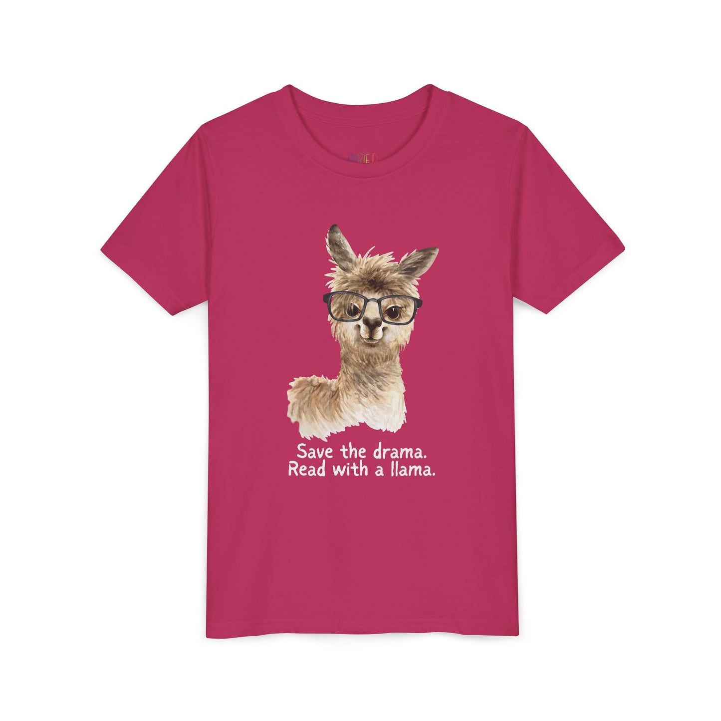 Youth Save the Drama, Read with a Llama T-Shirt – Funny Animal Book Lover Tee