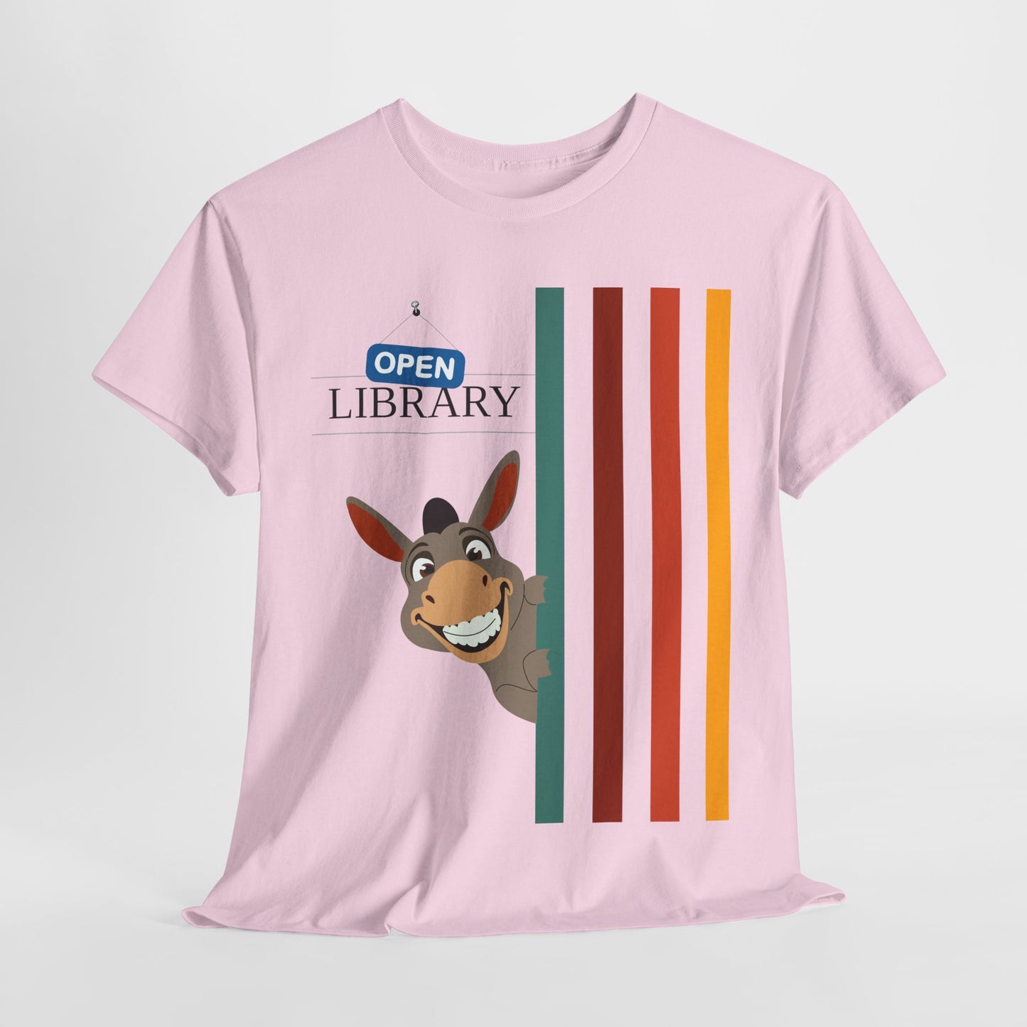 Teen/Adult Unisex Donkey Dell “Open Library” T-Shirt – Fun Literacy & Reading Graphic Tee