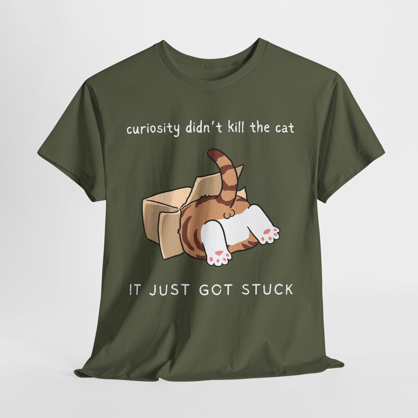 Teen/Adult Unisex Curiosity Cat Tee – Funny Gift for Bookish Cat Lovers