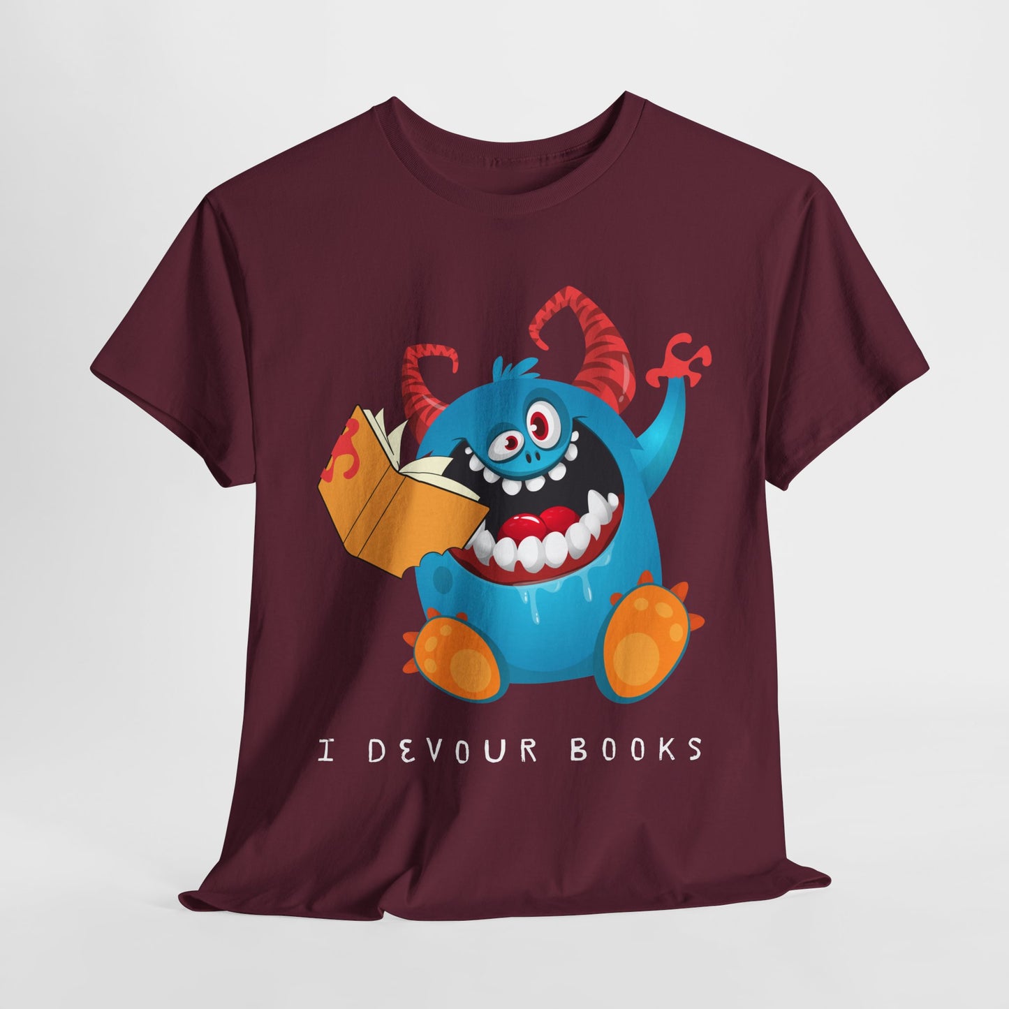 Teen/Adult Unisex “I Devour Books” Tee – Funny Gift for Voracious Readers & Lit Lovers