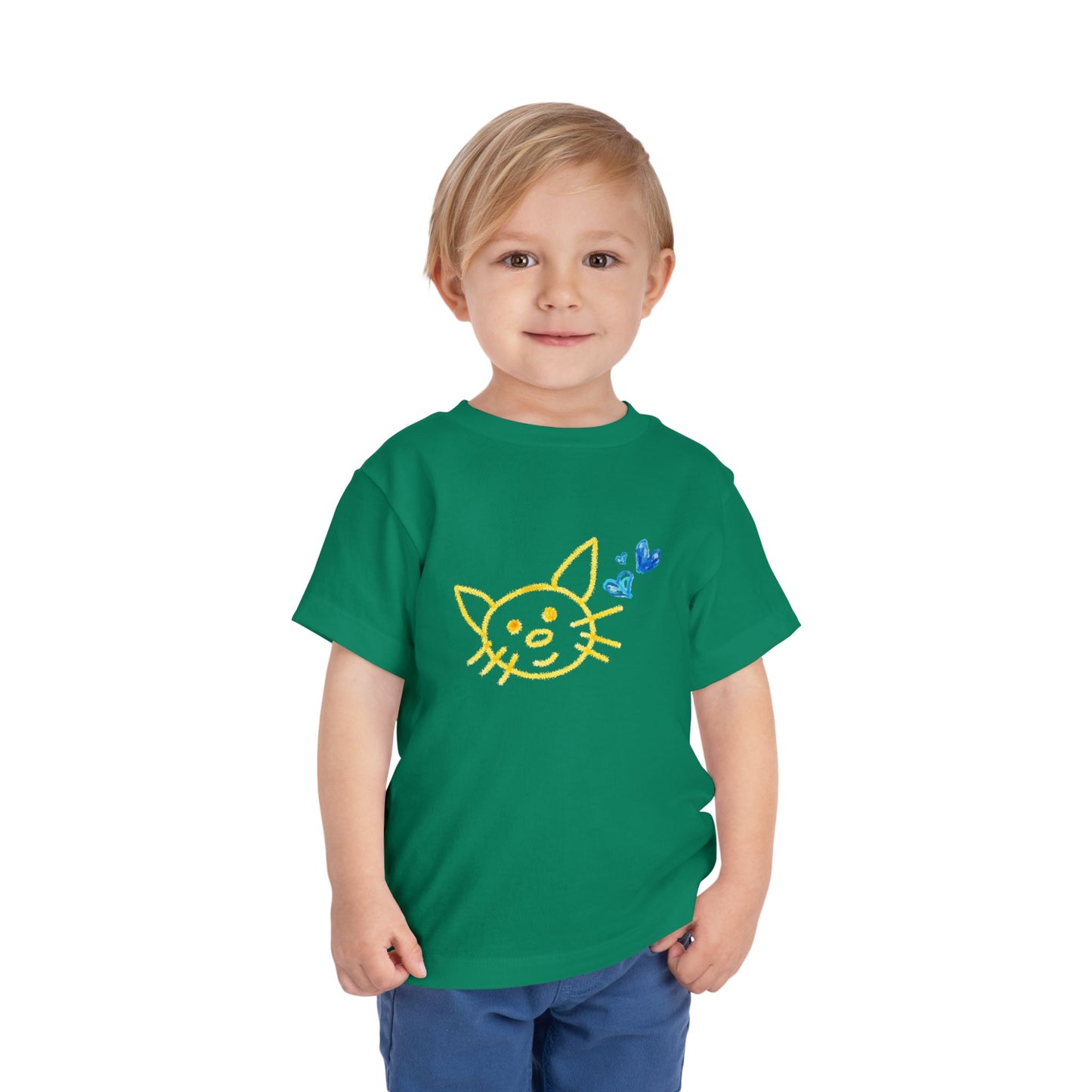 Toddler Smiley Scribble Cat Tee – Whimsical Kitty Shirt for Little Animal Lovers