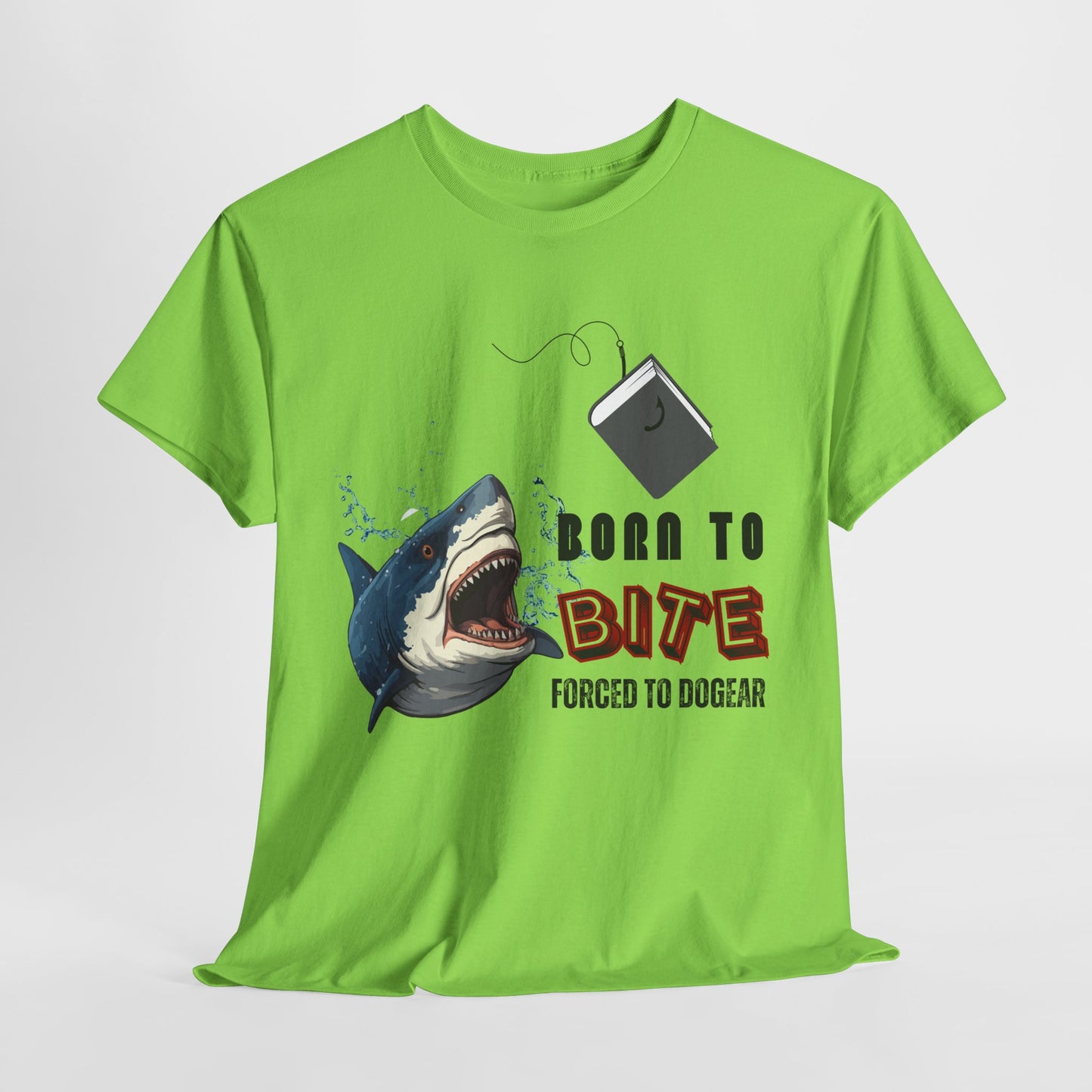Teen/Adult Unisex Born to Bite Tee – Funny Shark Shirt for Bold Book Lovers