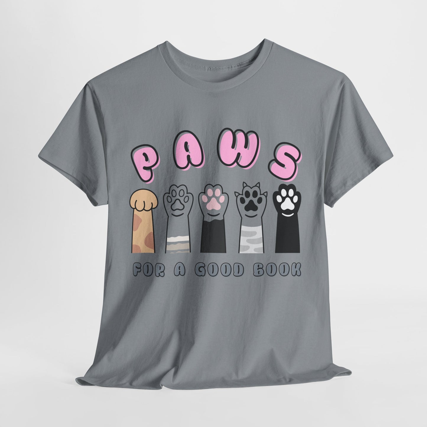Teen/Adult Unisex “Paws for a Good Book” Cat Lovers Tee