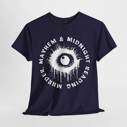 Teen/Adult Unisex Mayhem & Midnight Reading T-Shirt – Horror Eye Graphic Tee