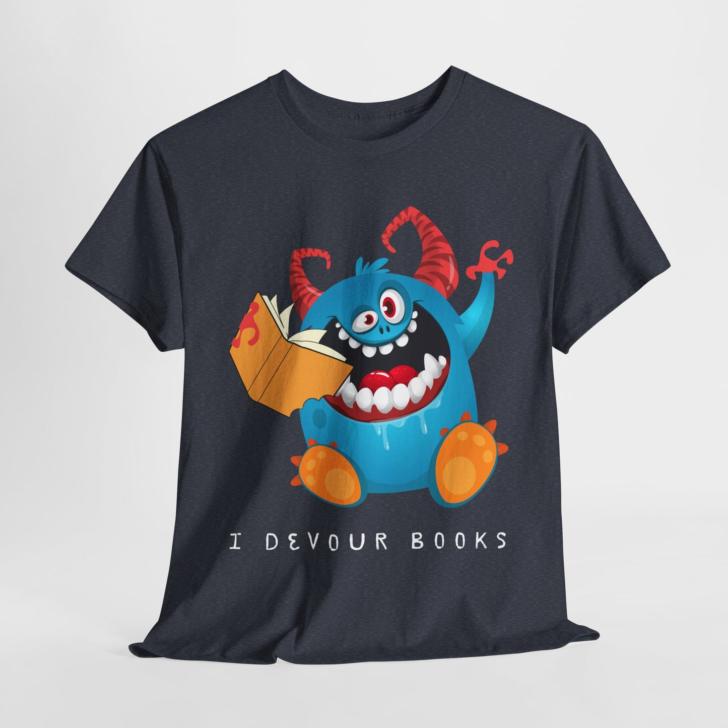 Teen/Adult Unisex “I Devour Books” Tee – Funny Gift for Voracious Readers & Lit Lovers