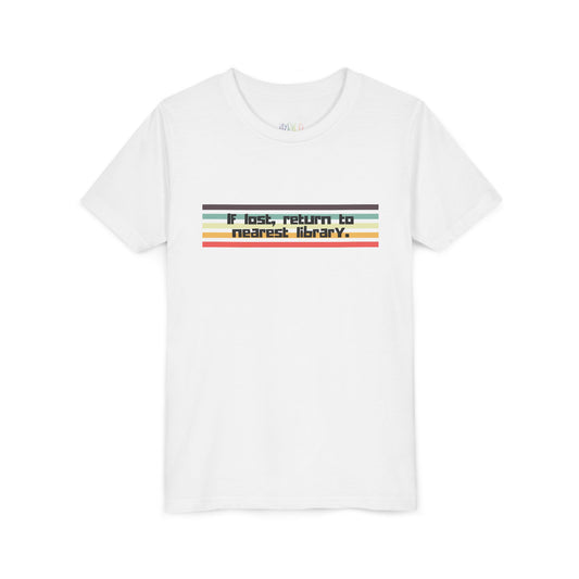 Youth If Lost, Return to Nearest Library Tee – A Playful Nod to Bookish Kids