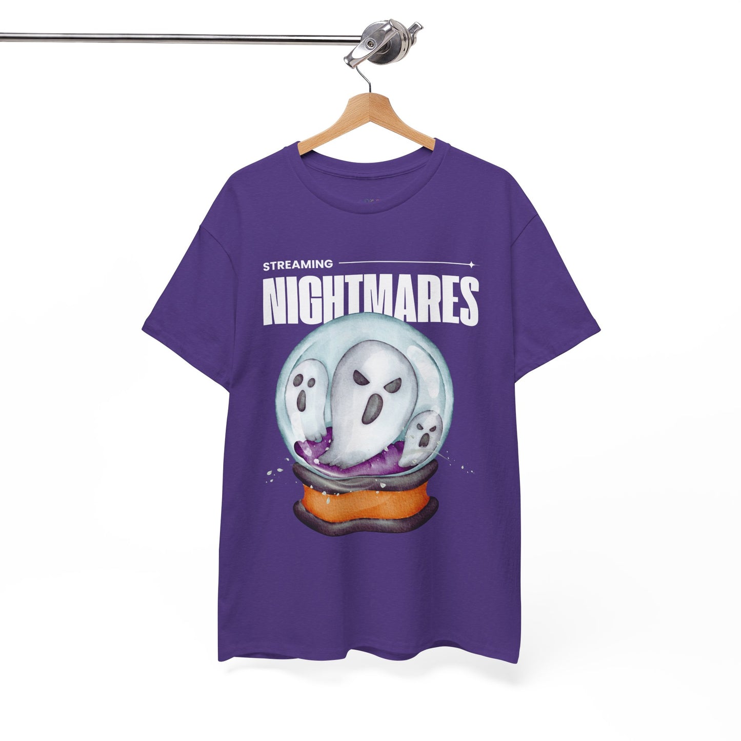 Teen/Adult Unisex "Streaming Nightmares" Ghost Globe T-Shirt â€“ Haunted Horror Apparel