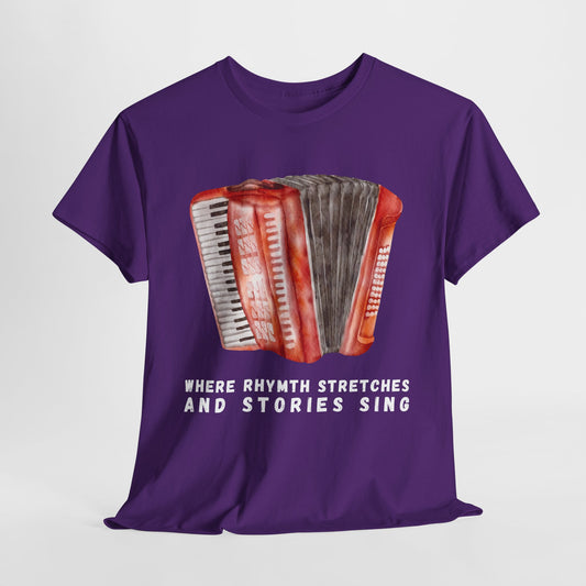 Teen/Adult Unisex Where Rhythm Stretches and Stories Sing Tee