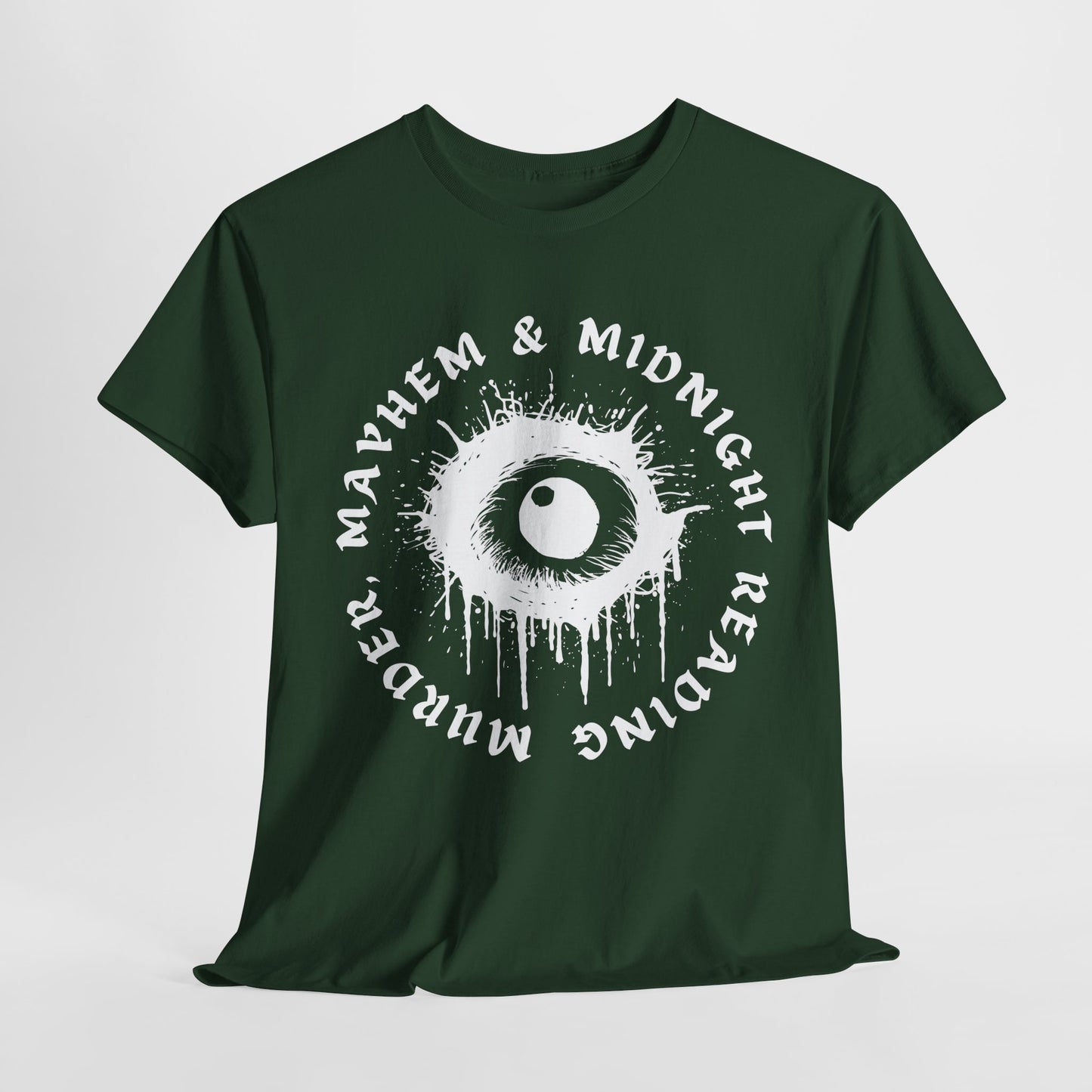 Teen/Adult Unisex Mayhem & Midnight Reading T-Shirt – Horror Eye Graphic Tee