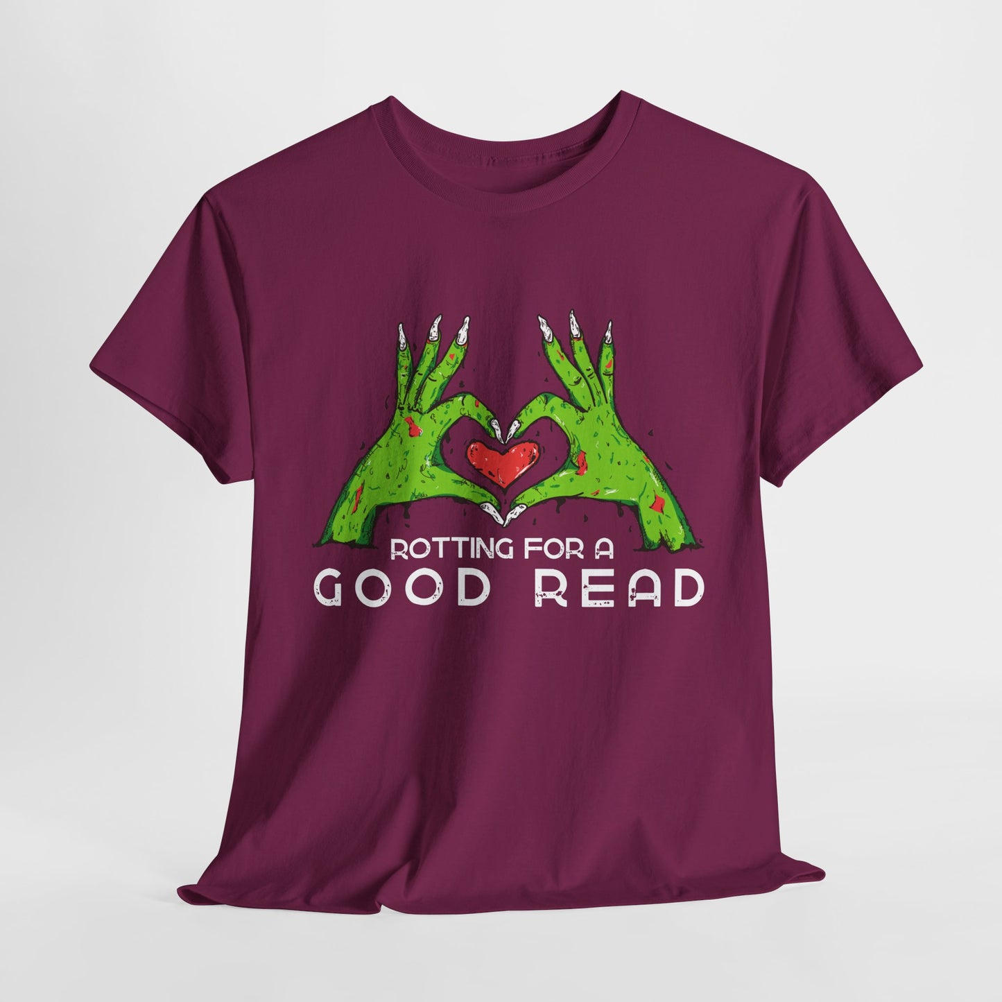 Teen/Adult Unisex "Rotting for a Good Read" Zombie Hands T-Shirt – Creepy Book Lover Tee