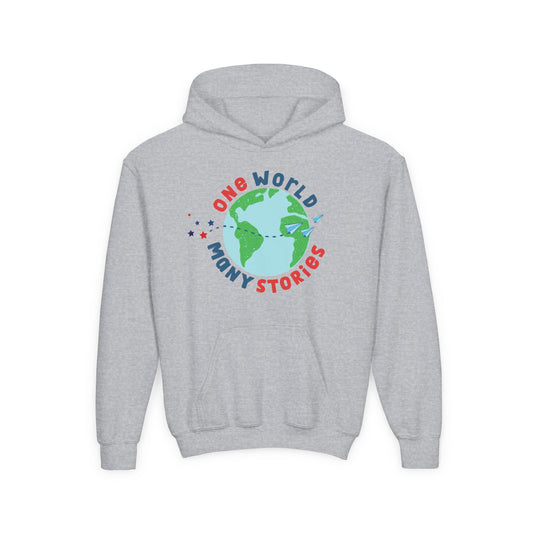 Youth One World, Many Stories Hoodie – Celebrate Reading Around the Globe