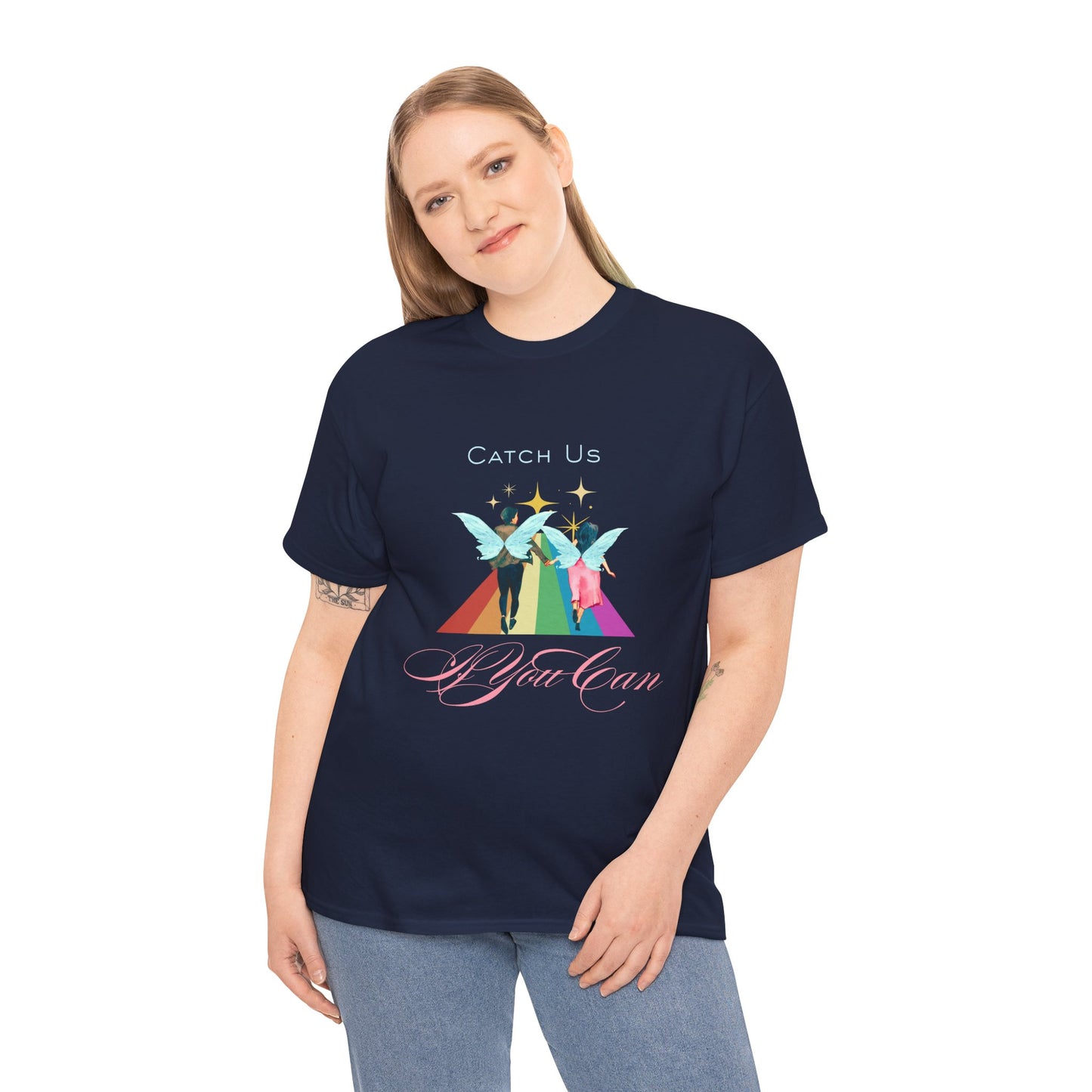 Teen/Adult Unisex Catch Us If You Can Playful Couples T-Shirt, Wedding Weekend or Everyday Adventure Apparel
