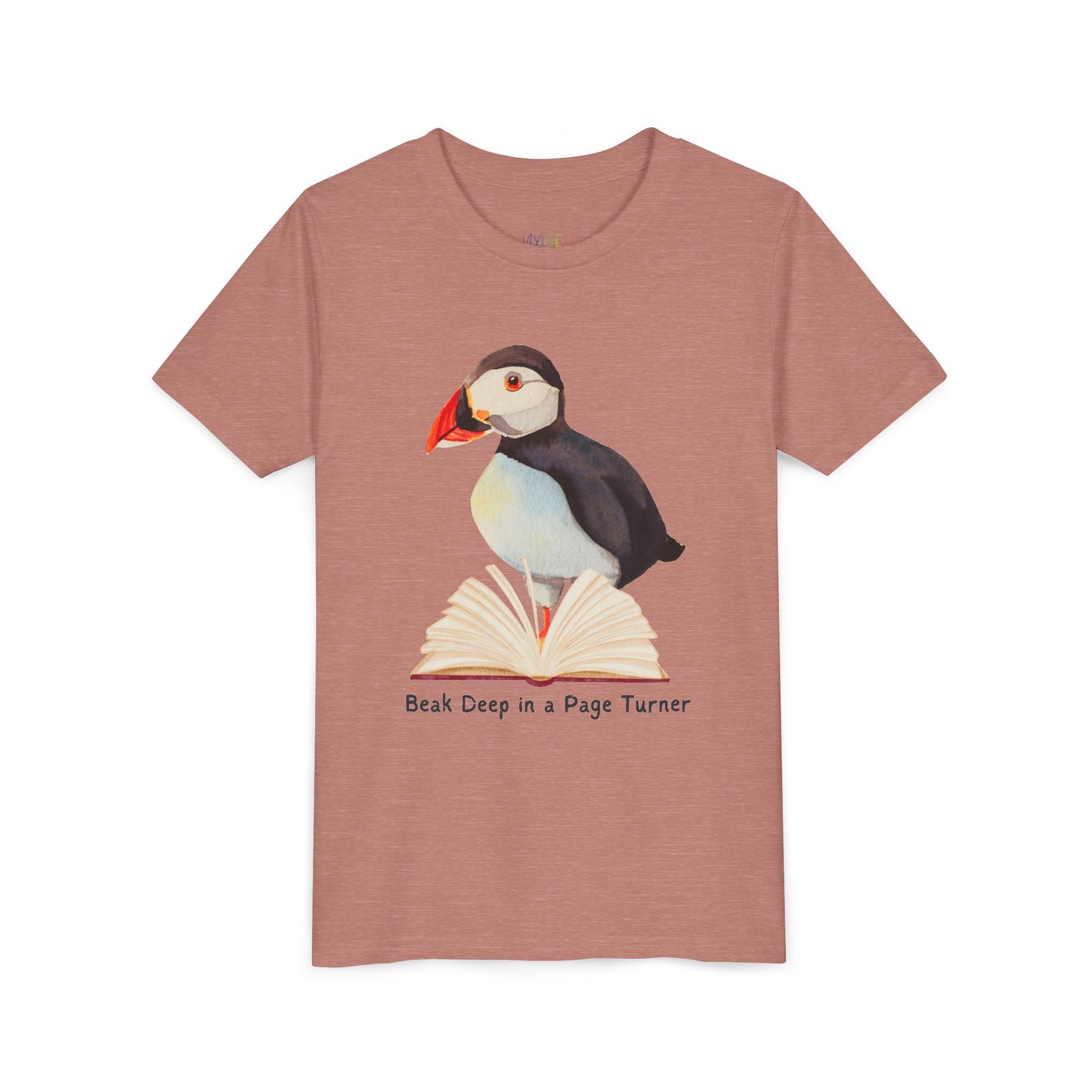 Youth Beak Deep in a Page Turner Tee – Puffin Reading Shirt for Focused Little Bookworms