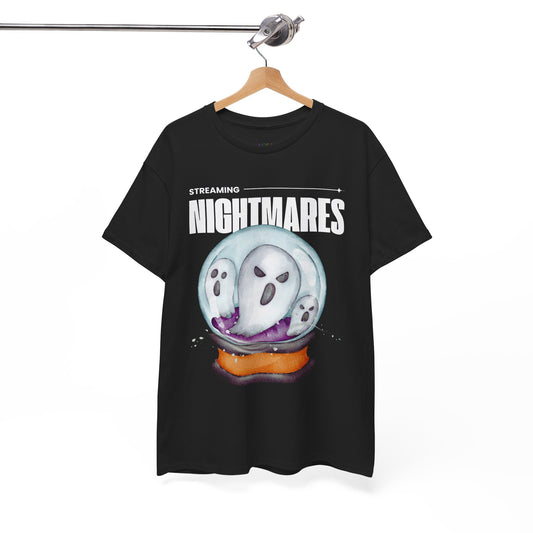 Teen/Adult Unisex "Streaming Nightmares" Ghost Globe T-Shirt â€“ Haunted Horror Apparel