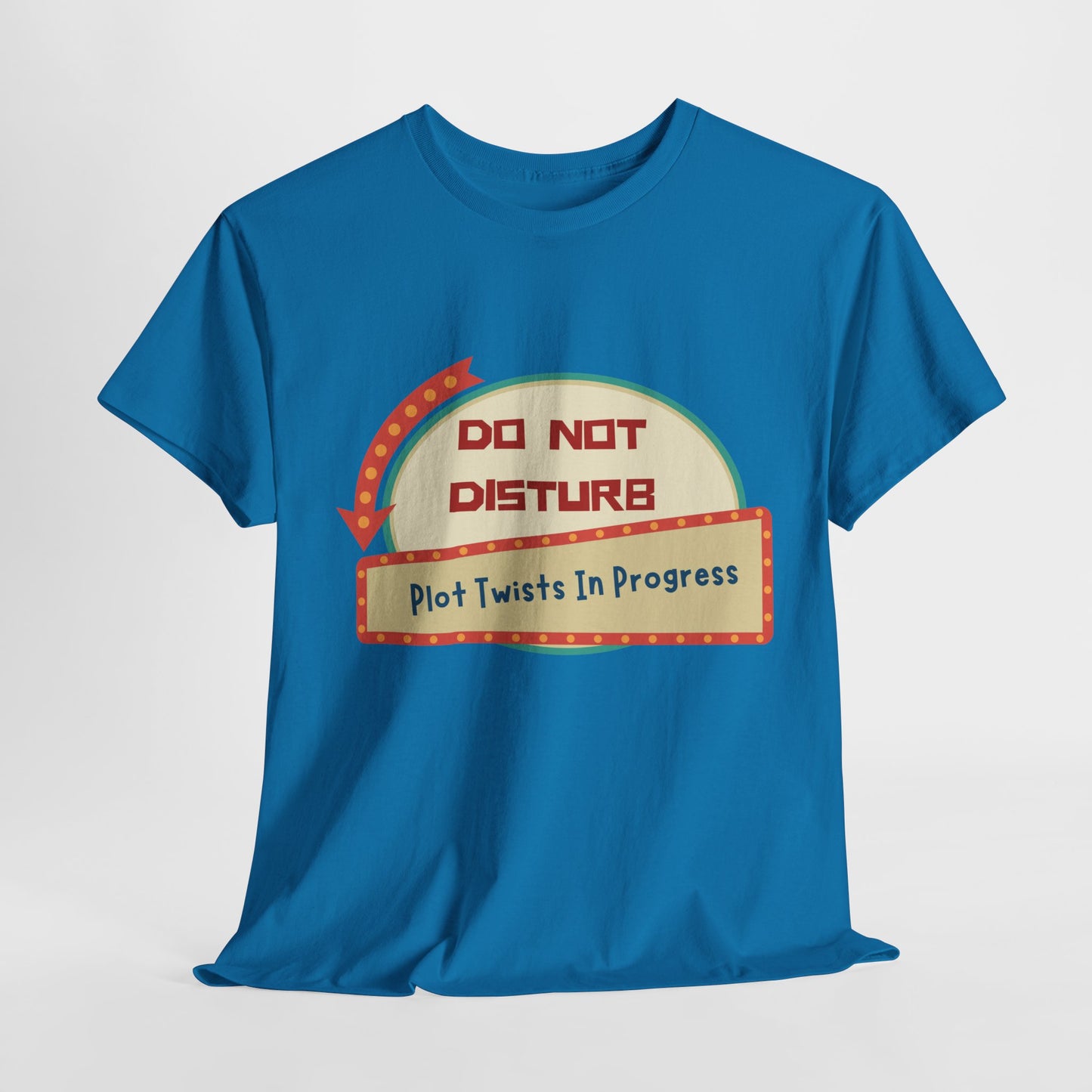 Teen/Adult Unisex Do Not Disturb – Plot Twists in Progress Tee – Reader Humor with a Retro Twist