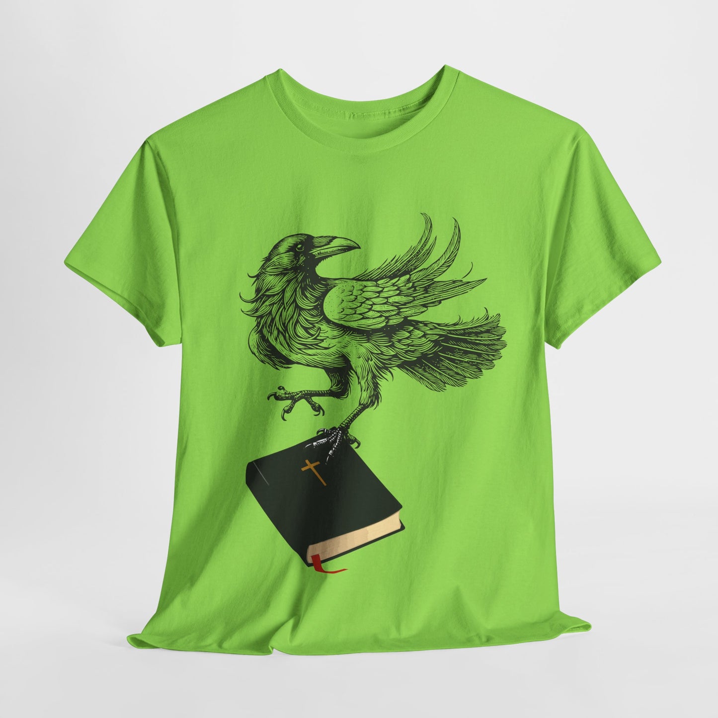 Teen/Adult Unisex Raven Carrying Book T-Shirt – Gothic Horror Reader Graphic Tee