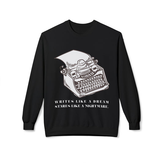Teen/Adult Unisex Writes Like a Dream Sweatshirt – Funny Typewriter Design for Writers and Editors
