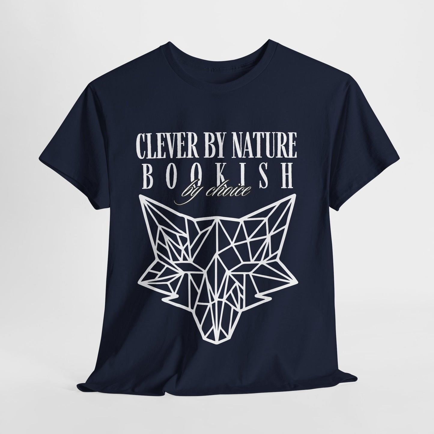 Teen/Adult Unisex – Clever by Nature Tee – Geometric Fox Design for Bookish Minds