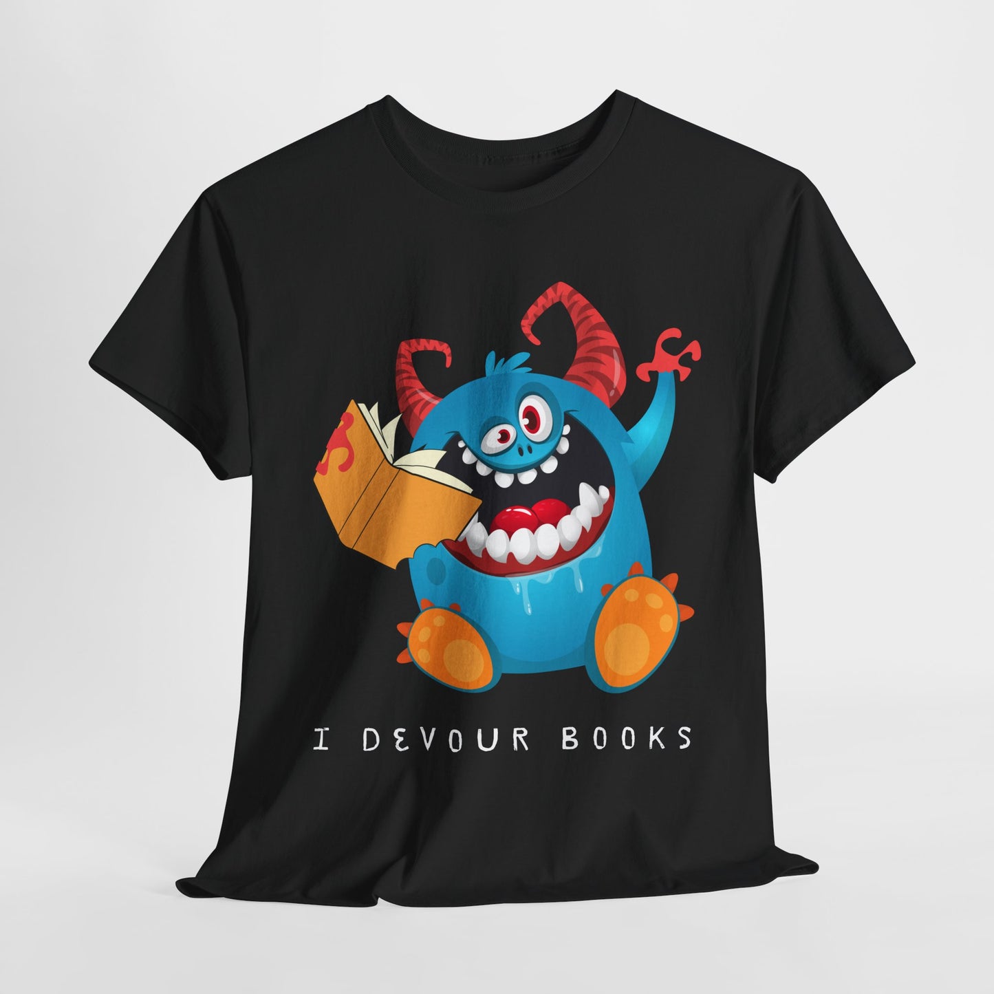 Teen/Adult Unisex “I Devour Books” Tee – Funny Gift for Voracious Readers & Lit Lovers