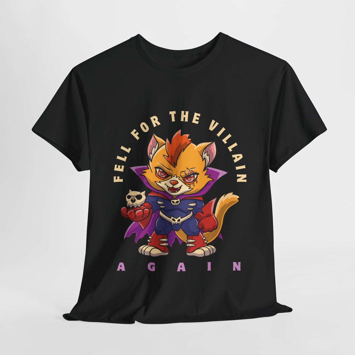 Teen/Adult Unisex “Fell for the Villain Again” Tee – Purrfectly Evil Book Crush Shirt