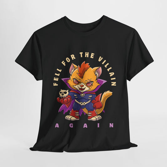 Teen/Adult Unisex “Fell for the Villain Again” Tee – Purrfectly Evil Book Crush Shirt
