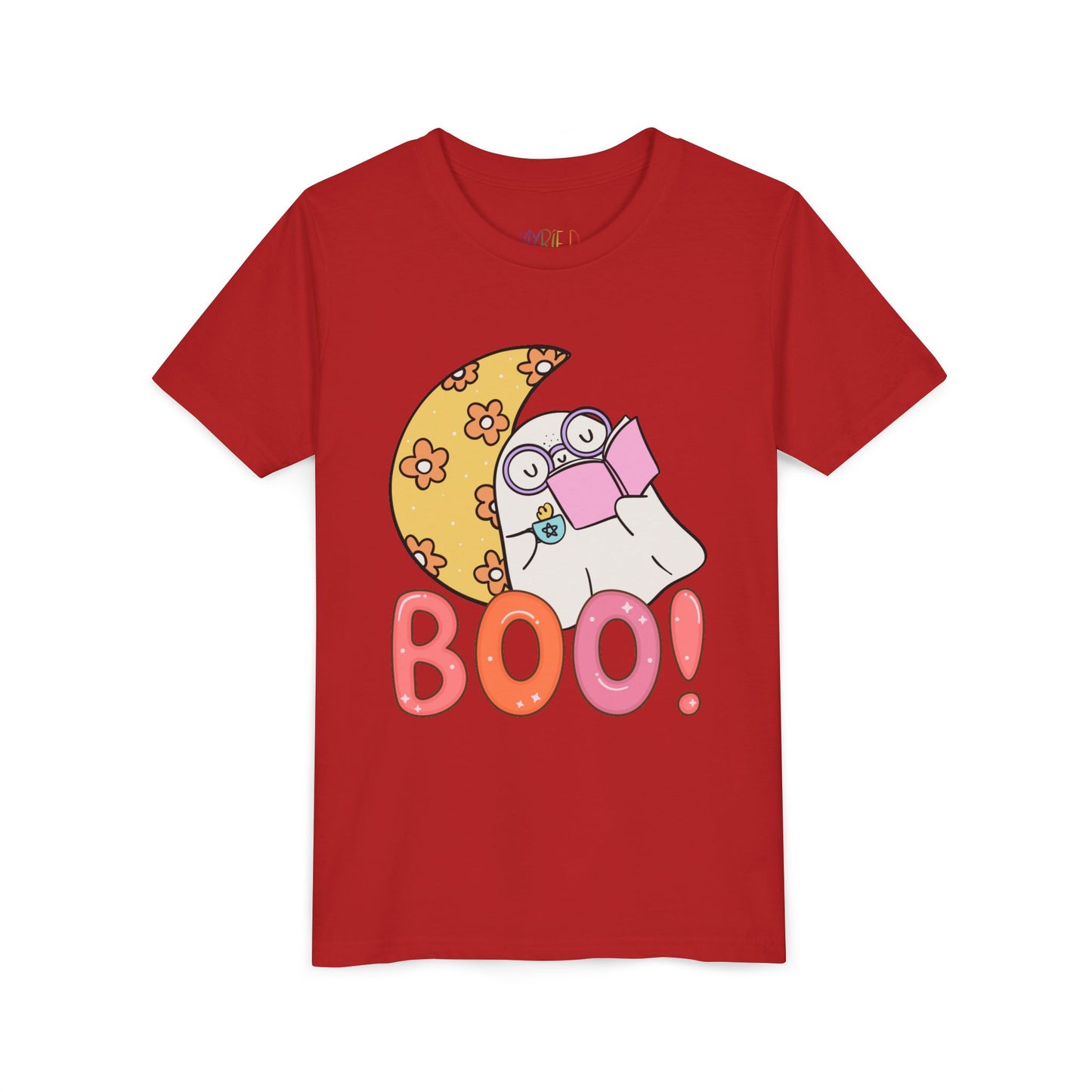 Youth Halloween "Boo!" Ghost Reader Tee – Spooky Cute Bookish Shirt