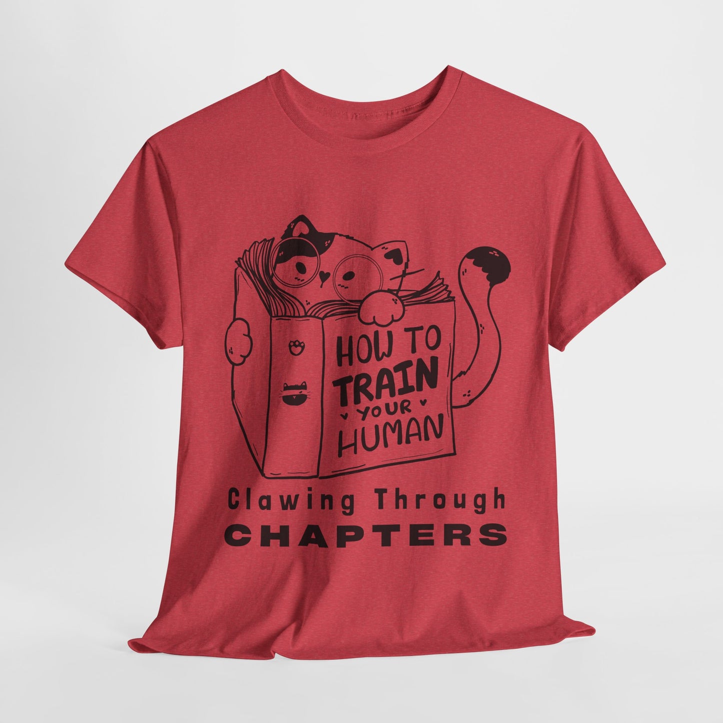Teen/Adult Unisex “How to Train Your Human” Cat Shirt – Clawing Through Chapters Book Tee