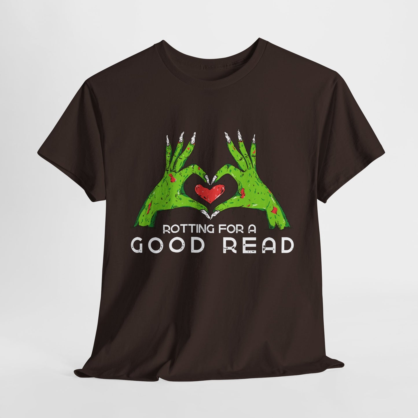 Teen/Adult Unisex "Rotting for a Good Read" Zombie Hands T-Shirt – Creepy Book Lover Tee