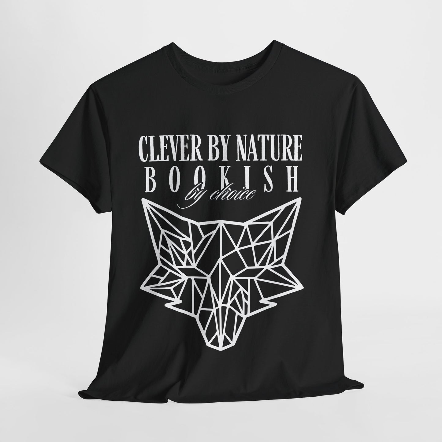 Teen/Adult Unisex – Clever by Nature Tee – Geometric Fox Design for Bookish Minds