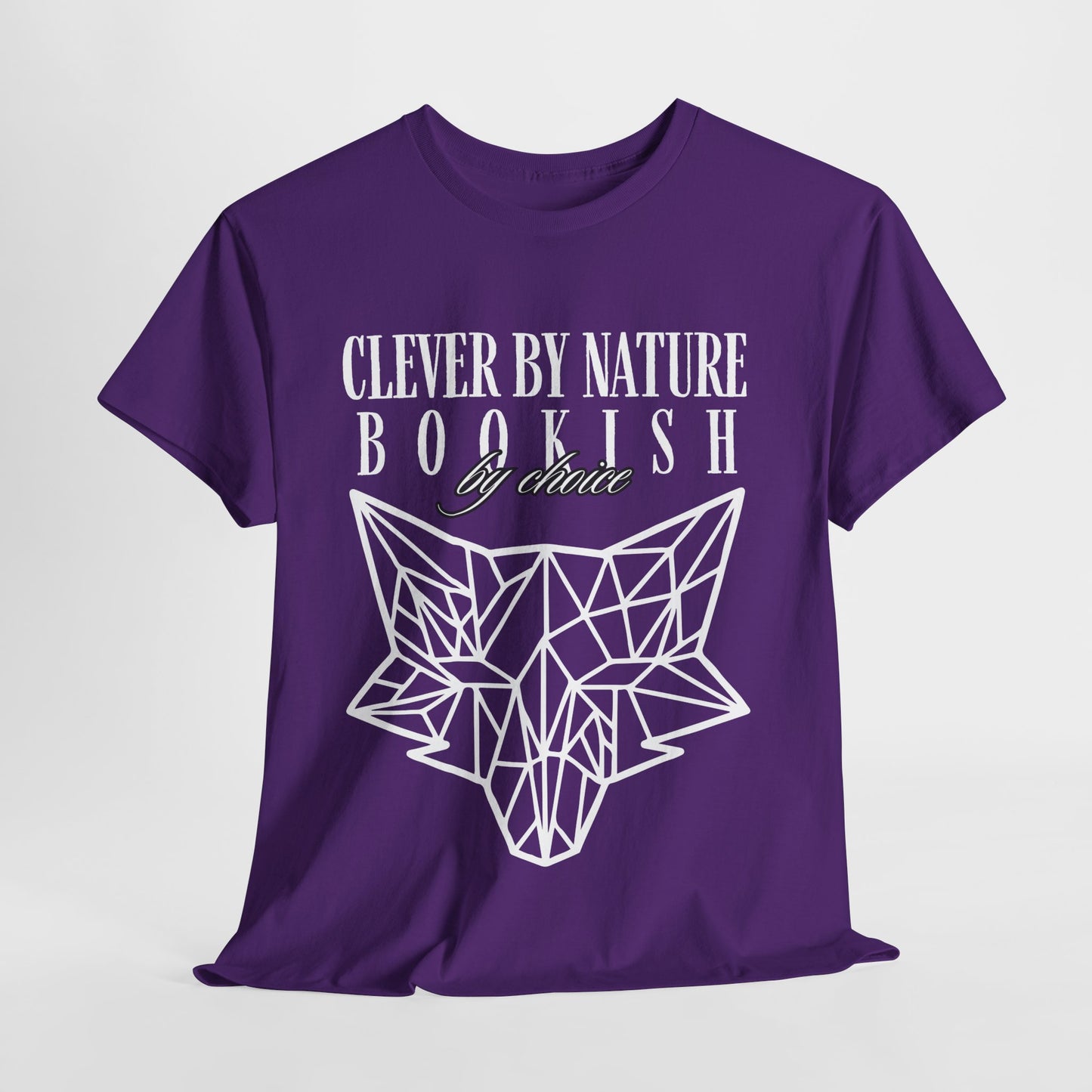 Teen/Adult Unisex – Clever by Nature Tee – Geometric Fox Design for Bookish Minds