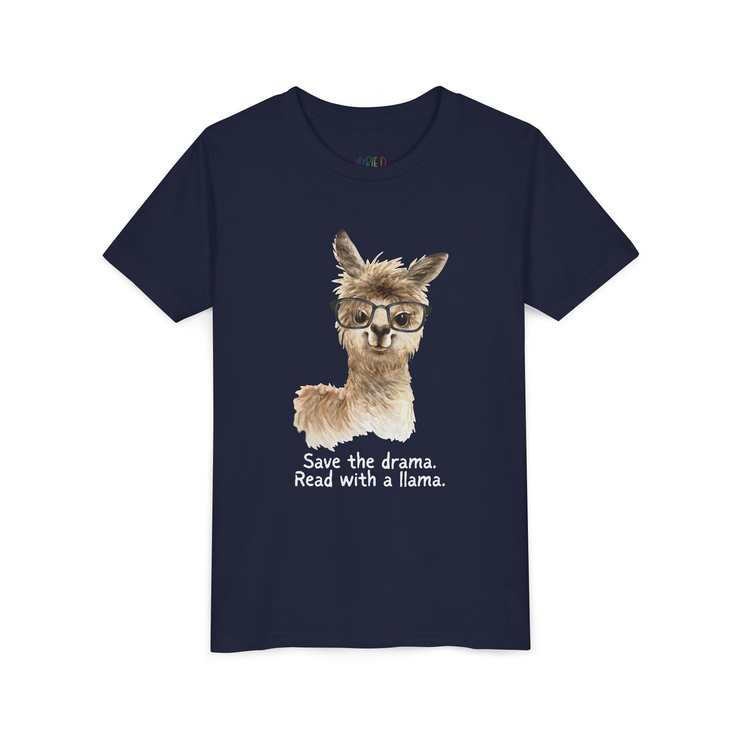 Youth Save the Drama, Read with a Llama T-Shirt – Funny Animal Book Lover Tee