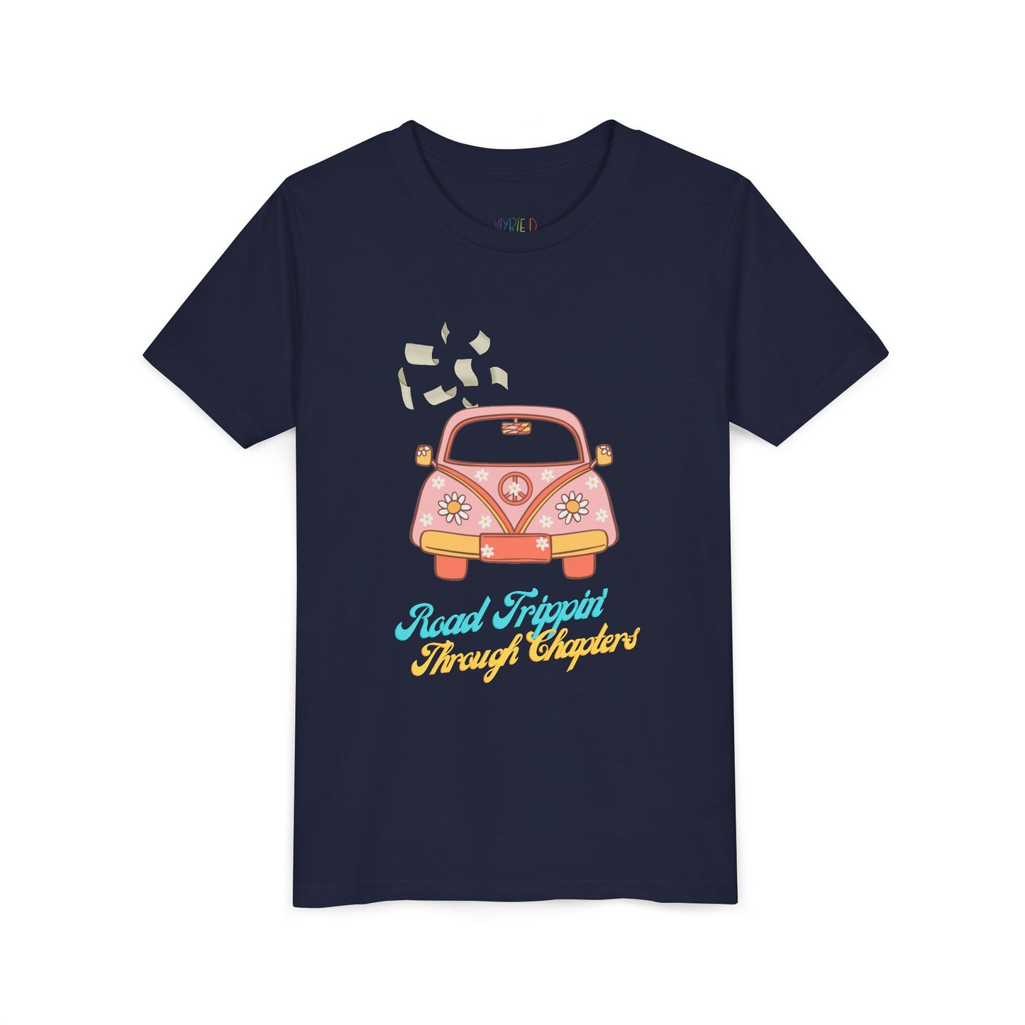 Youth Road Trippin' Through Chapters Tee – For Book-Loving Adventurers, Perfect for young readers with wanderlust and wild imaginations!