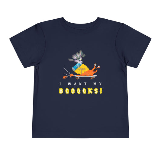Toddler I Want My Booooks! Snail Tee – Funny Reading Shirt for Kids Who Zoom to Storytime